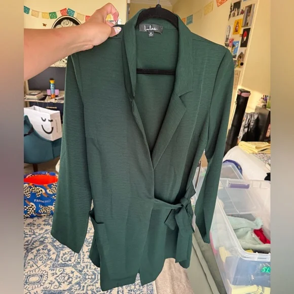 Lulus Hollywood Nights Forest Green Blazer Romper – Size M - NWT - Picture 4 of 8